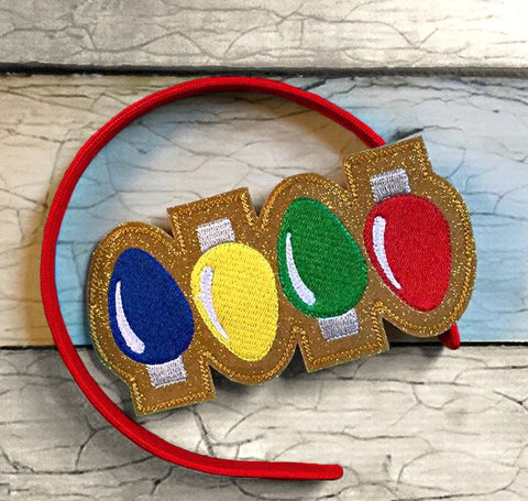 Four Christmas Lights ITH Headband Slider Applique Embroidery Embroidery/Applique Designed by Geeks 