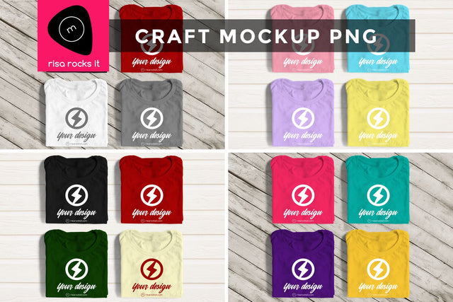 Four Folded Tees Craft PNG Mockup Mock Up Photo Risa Rocks It 