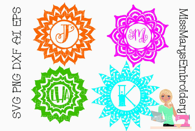 Four Hand Drawn Mandalas Set 2 SVG MissMarysEmbroidery 