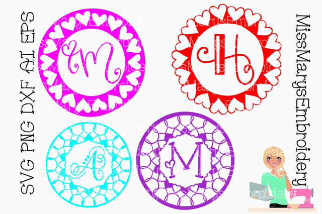 Four Heart Mandalas SVG MissMarysEmbroidery 
