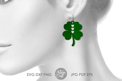 Four Leaf Clover Earrings SVG, Saint Patrick's Day Earrings SVG Artisan Craft SVG 