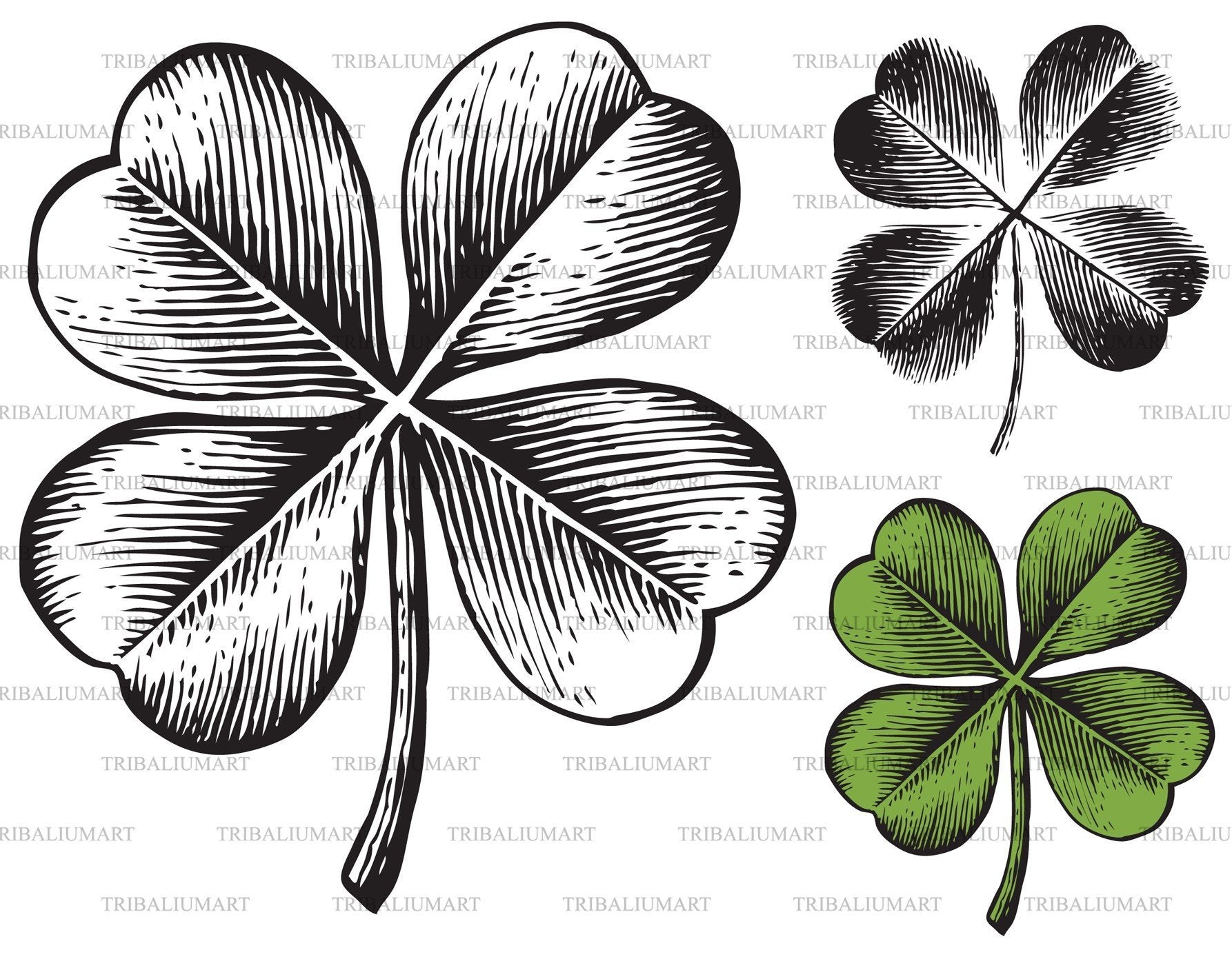 Cute Four Leaf Clover SVG cut files for scrapbooking silhouette