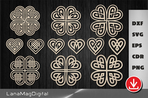 Four leaf lucky clover svg, Irish coasters svg, Shamrock Decor SVG LanaMagDigital 