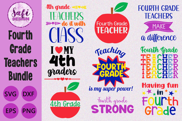 Fourth Grade Teachers Cut File Bundle SVG Safi Design 