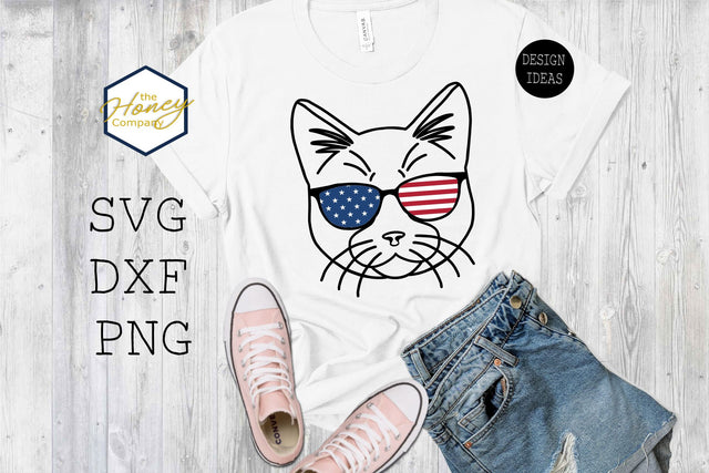Fourth of July Cat SVG PNG DXF Sunglasses Funny SVG The Honey Company 