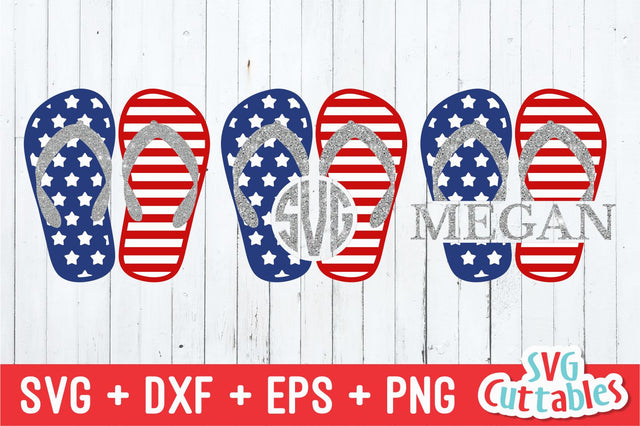 Fourth of July Flip Flops Svg Cuttables 