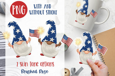 Fourth of July gnome |Summer Gnome |Sublimation or sticker Sublimation Brushed Rose 