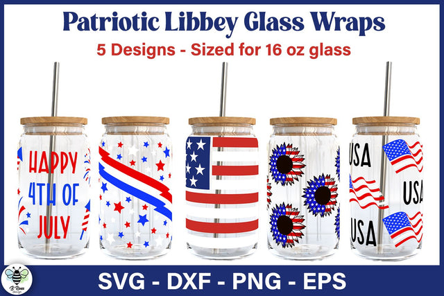 Fourth of July Libbey Can Glass SVG Bundle SVG B Renee Design 