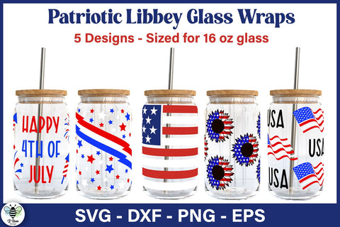 Fourth of July Libbey Can Glass SVG Bundle SVG B Renee Design 