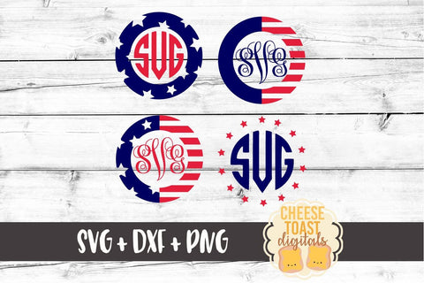 Fourth of July Monogram Frames SVG Cheese Toast Digitals 