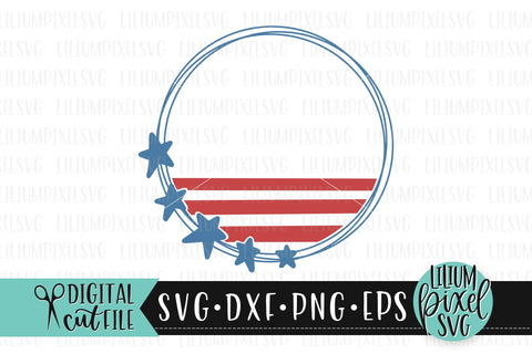 Fourth of July Round Frame Mini Bundle Set SVG Lilium Pixel SVG 