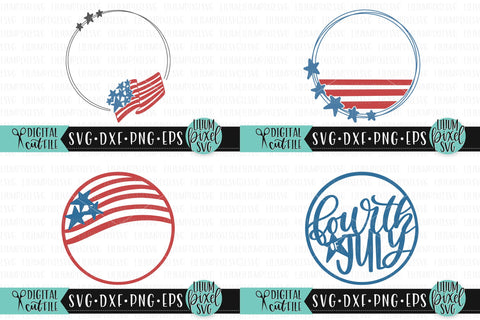 Fourth of July Round Frame Mini Bundle Set SVG Lilium Pixel SVG 
