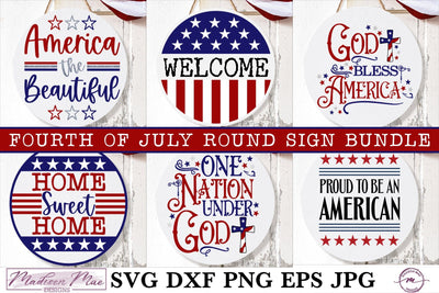 Fourth Of July Round Sign SVG Bundle SVG Madison Mae Designs 