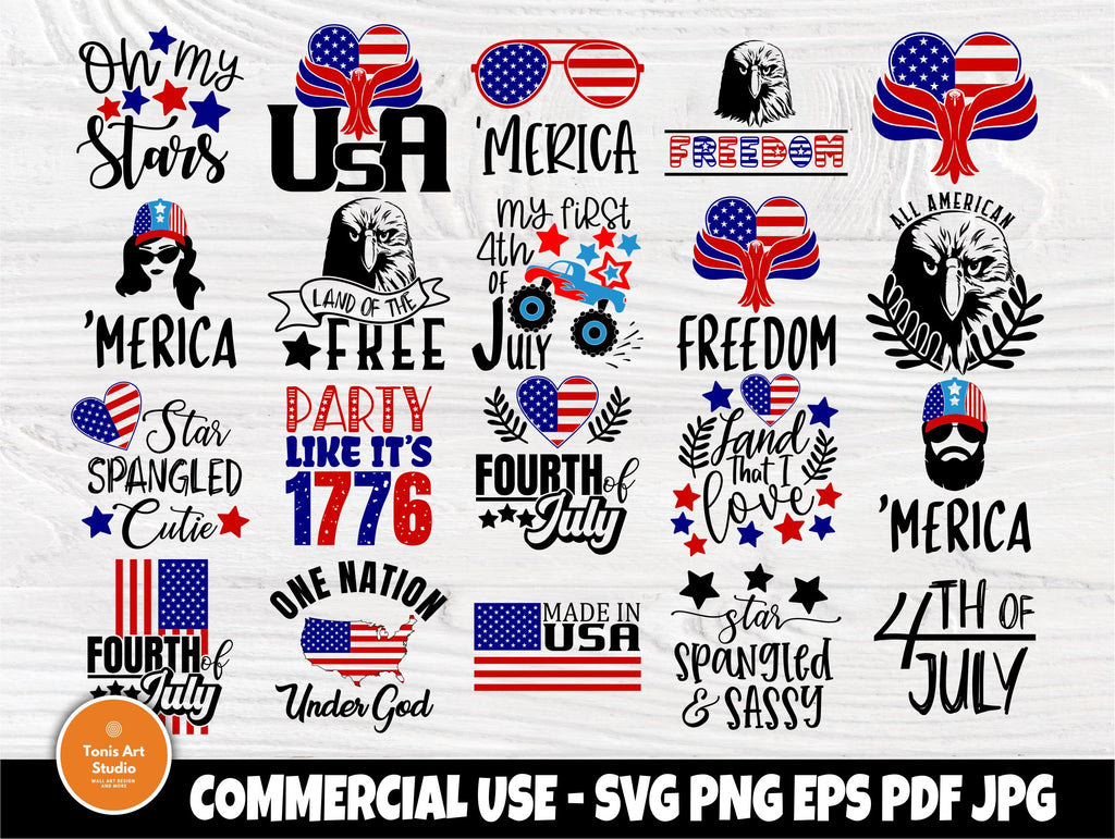 Fourth of July SVG Bundle, Patriotic Svg, USA Svg - So Fontsy