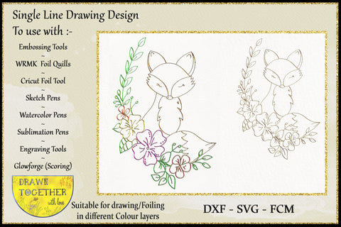 Fox 1 - Print Foil/Sketch n Cut Bundle Sketch DESIGN DrawnTogether with love 