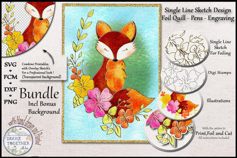 Fox 1 - Print Foil/Sketch n Cut Bundle Sketch DESIGN DrawnTogether with love 