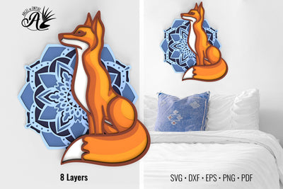 Fox and Mandala layered SVG cut files SVG Angel on Empire 