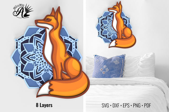 Fox and Mandala layered SVG cut files SVG Angel on Empire 