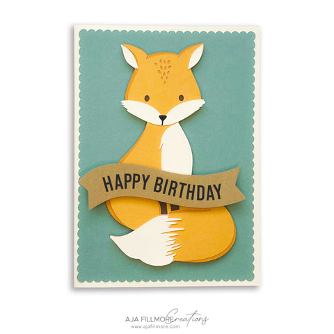 Fox Birthday Card SVG Aja Nicole Designs 