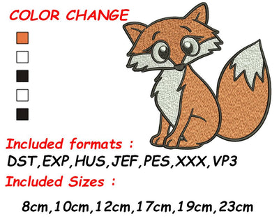 Fox Embroidery, Fox Design, JEF, Girl Fox, Cute Fox, Kids Embroidery, Digital Download, Girl Fox, Boy Fox Embroidery/Applique DESIGNS SVG Digital Designer 