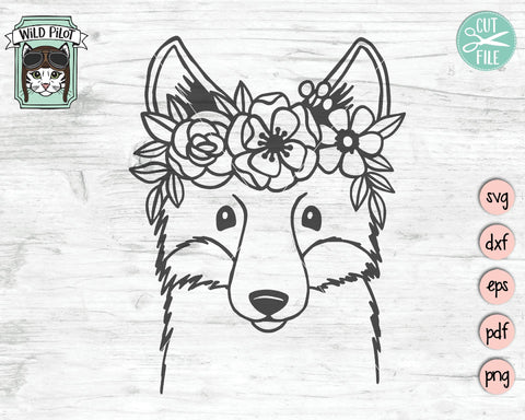 Fox Face With Flower Crown SVG Cut File SVG Wild Pilot 