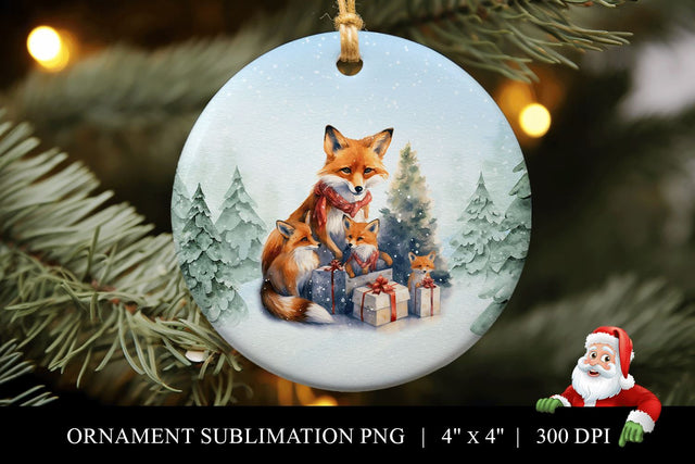 Fox Family of 3 Christmas Ornament Sublimation PNG Sublimation BijouBay 