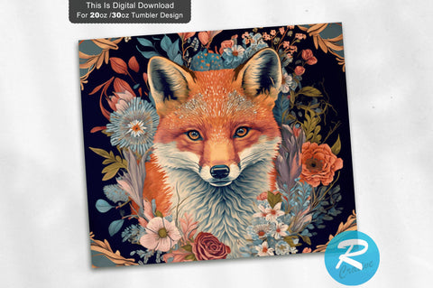 Fox Floral 20 oz / 30 oz Tumbler PNG Sublimation Regulrcrative 