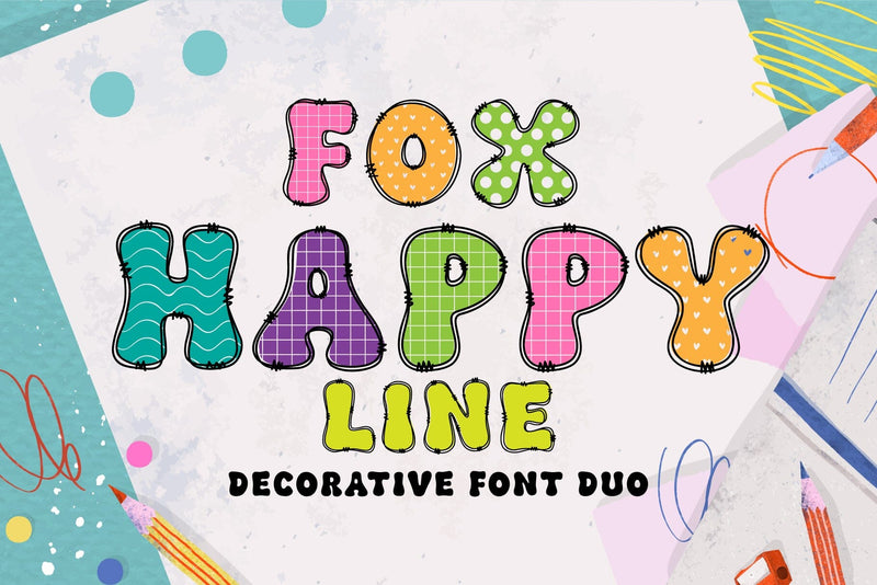Fox Happy & Fox Happy Line Duo Font Font Fox7 By Rattana 