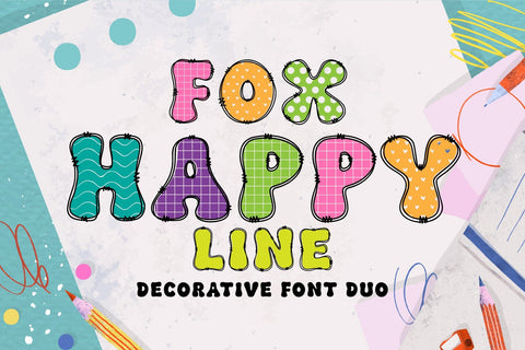 Fox Happy & Fox Happy Line Duo Font Font Fox7 By Rattana 