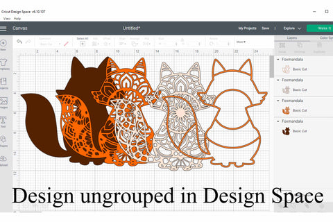 Fox Mandala 3D Layered SVG file, 4 layers Great for paper cutting SVG Digital Honeybee 