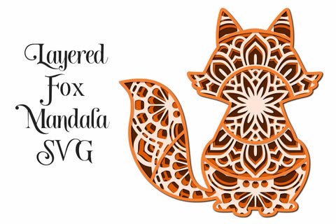 Fox Mandala 3D Layered SVG file, 4 layers Great for paper cutting SVG Digital Honeybee 