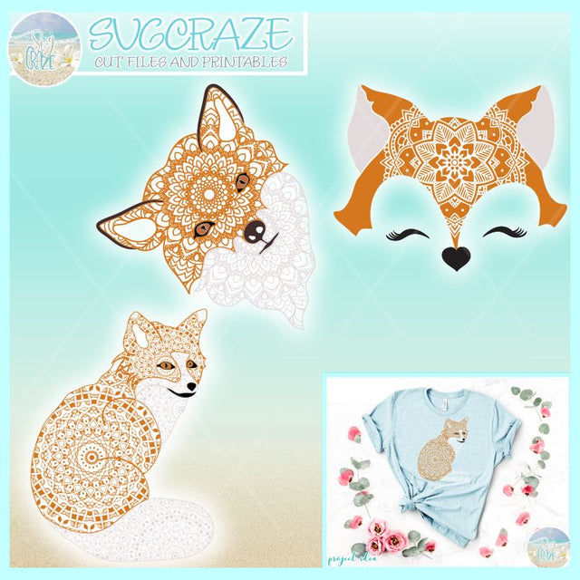 Fox Mandala Zentangle Mini Bundle SVG SVG SVGcraze