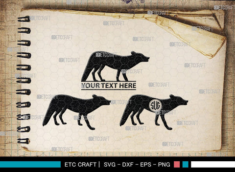 Fox Monogram, Fox Silhouette, Fox SVG, Jackal Svg, Silver Fox Svg, Wildlife Svg, SB00267 SVG ETC Craft 