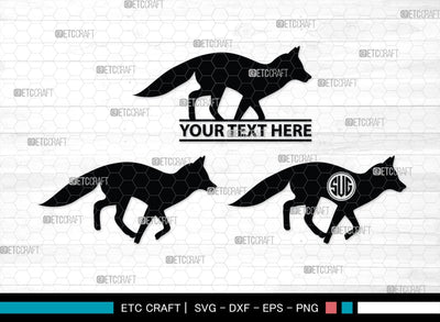 Fox Monogram, Fox Silhouette, Fox SVG, Jackal Svg, Silver Fox Svg, Wildlife Svg, SB00267 SVG ETC Craft 