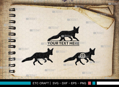 Fox Monogram, Fox Silhouette, Fox SVG, Jackal Svg, Silver Fox Svg, Wildlife Svg, SB00267 SVG ETC Craft 