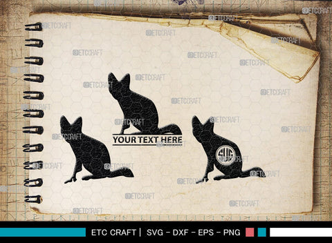 Fox Monogram, Fox Silhouette, Fox SVG, Jackal Svg, Silver Fox Svg, Wildlife Svg, SB00267 SVG ETC Craft 