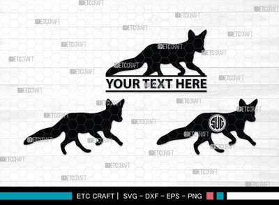 Fox Monogram, Fox Silhouette, Fox SVG, Jackal Svg, Silver Fox Svg, Wildlife Svg, SB00267 SVG ETC Craft 