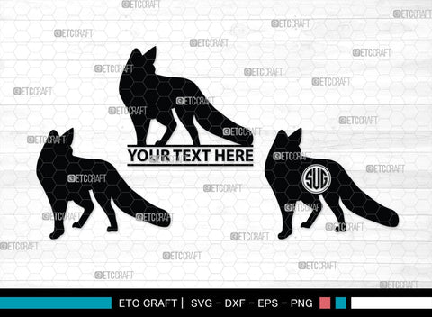 Fox Monogram, Fox Silhouette, Fox SVG, Jackal Svg, Silver Fox Svg, Wildlife Svg, SB00267 SVG ETC Craft 