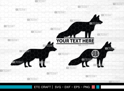 Fox Monogram, Fox Silhouette, Fox SVG, Jackal Svg, Silver Fox Svg, Wildlife Svg, SB00267 SVG ETC Craft 