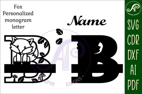 Fox Monogram Letter B SVG Cut File SVG APInspireddesigns 