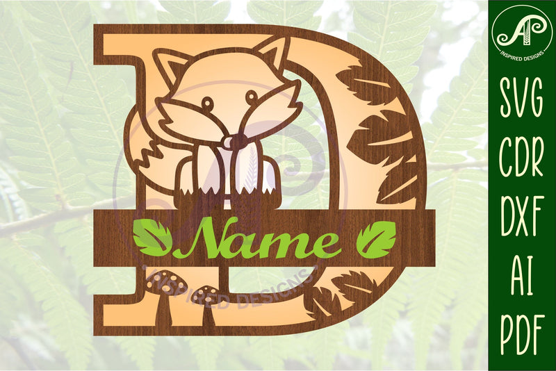 Fox Monogram Letter D SVG Cut File SVG APInspireddesigns 