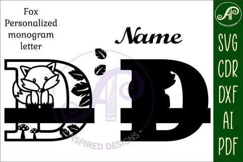 Fox Monogram Letter D SVG Cut File SVG APInspireddesigns 
