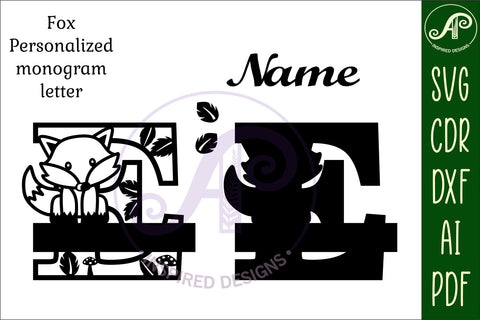 Fox Monogram Letter E SVG Cut File SVG APInspireddesigns 