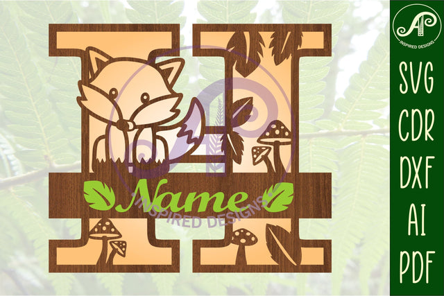 Fox Monogram Letter H SVG Cut File SVG APInspireddesigns 