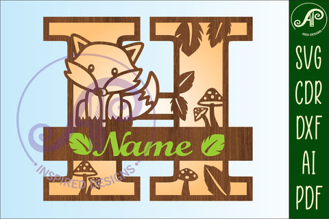 Fox Monogram Letter H SVG Cut File SVG APInspireddesigns 