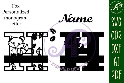Fox Monogram Letter H SVG Cut File SVG APInspireddesigns 