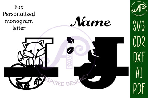 Fox Monogram Letter J SVG Cut File SVG APInspireddesigns 