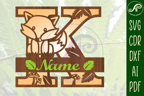 Fox Monogram Letter K SVG Cut File SVG APInspireddesigns 