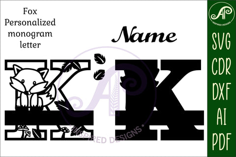 Fox Monogram Letter K SVG Cut File SVG APInspireddesigns 