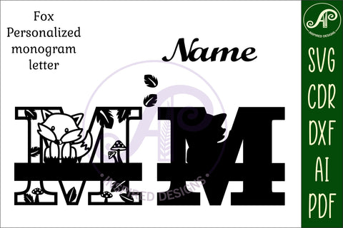 Fox Monogram Letter M SVG Cut File SVG APInspireddesigns 